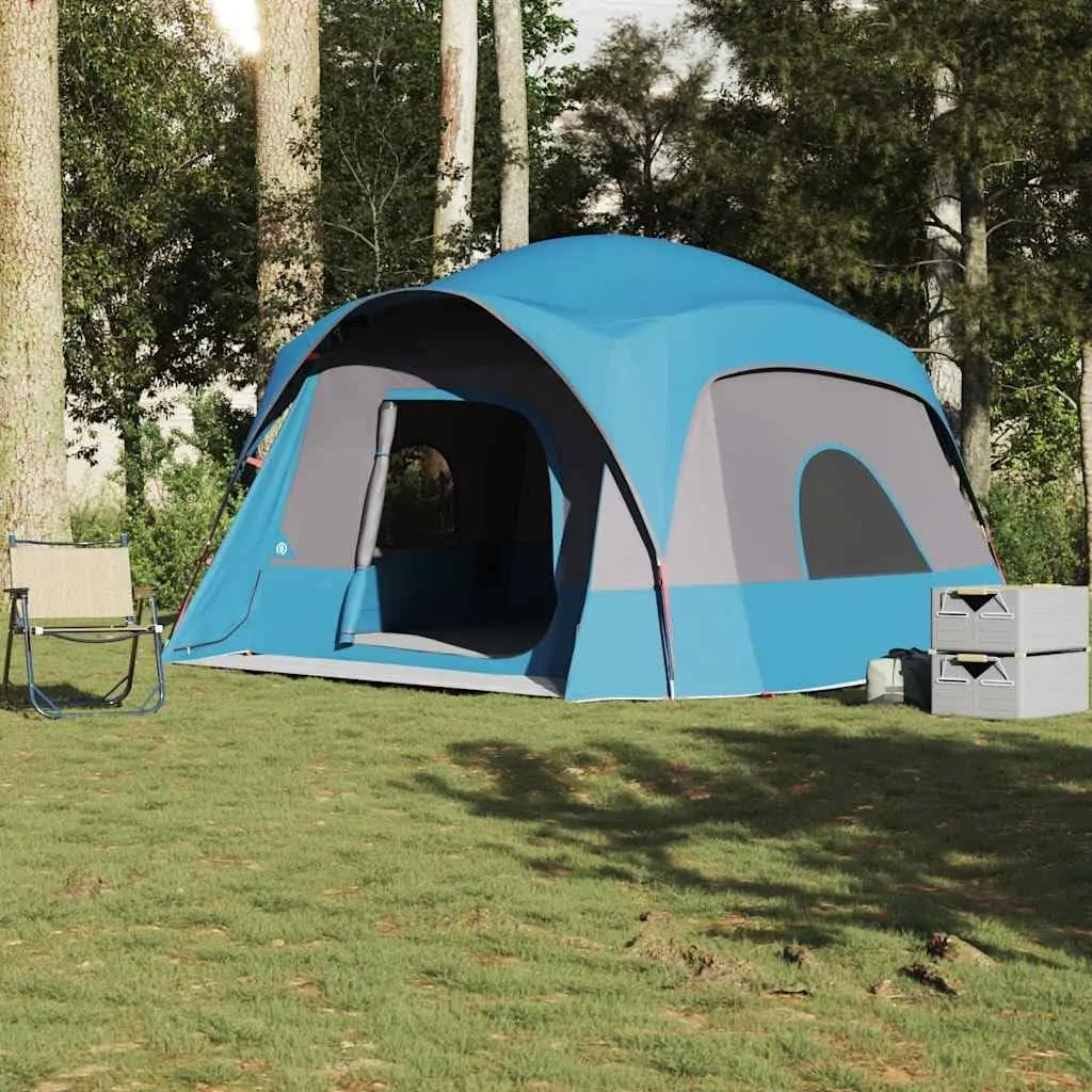 vidaXL Family Tent Cabin 6-Person - Blue Waterproof Camping shelter - 185t Polyester pu Coating, Portable with Gear loft, e-Port & Removable rainfly