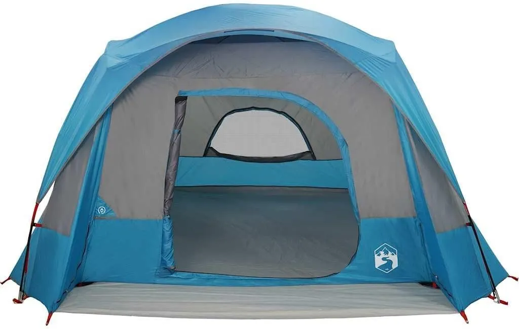 vidaXL Family Tent Cabin 6-Person - Blue Waterproof Camping shelter - 185t Polyester pu Coating, Portable with Gear loft, e-Port & Removable rainfly