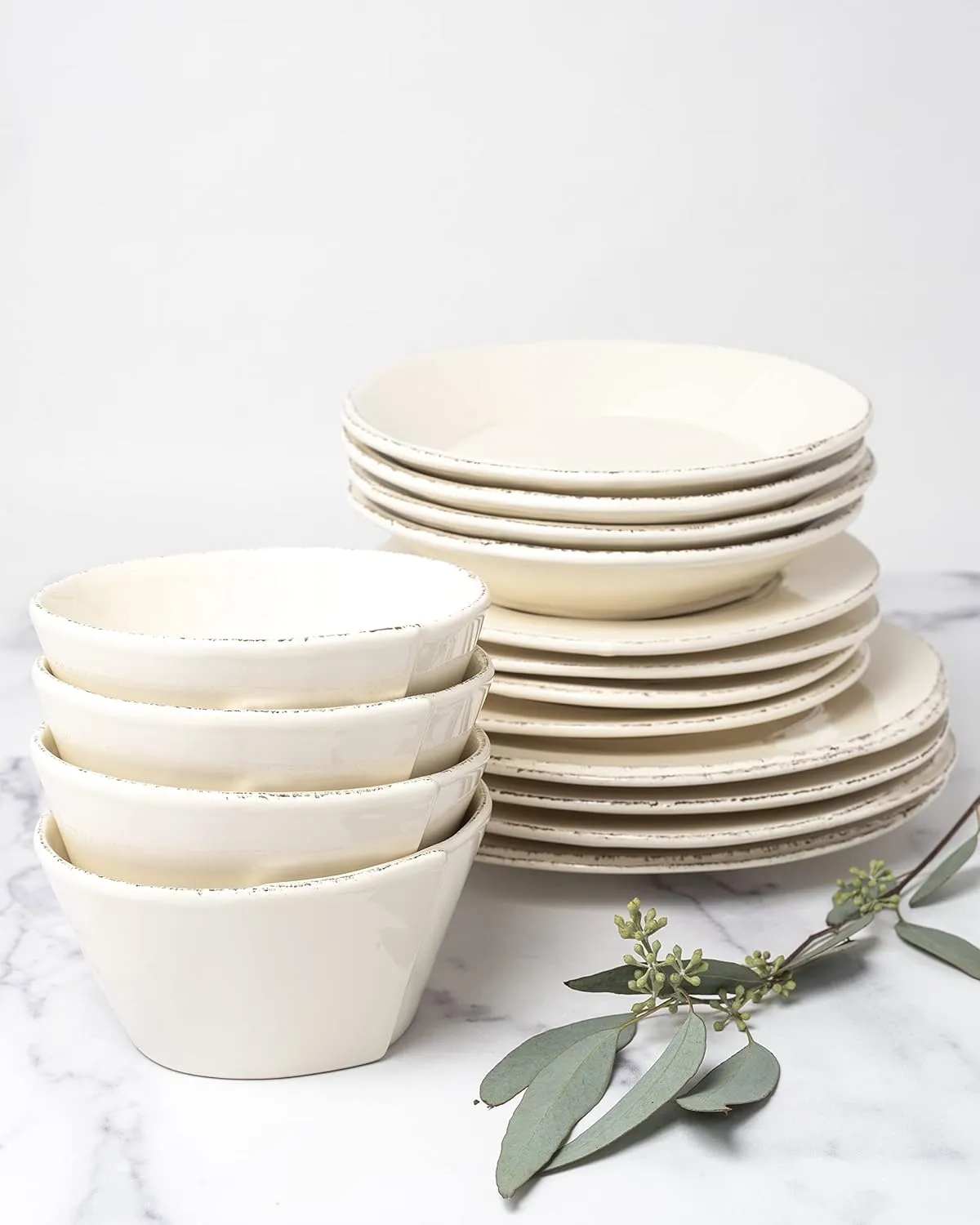 Vietri Italian Lastra Collection Dinnerware Sets (Linen, Dinner Plates, Set of 4)