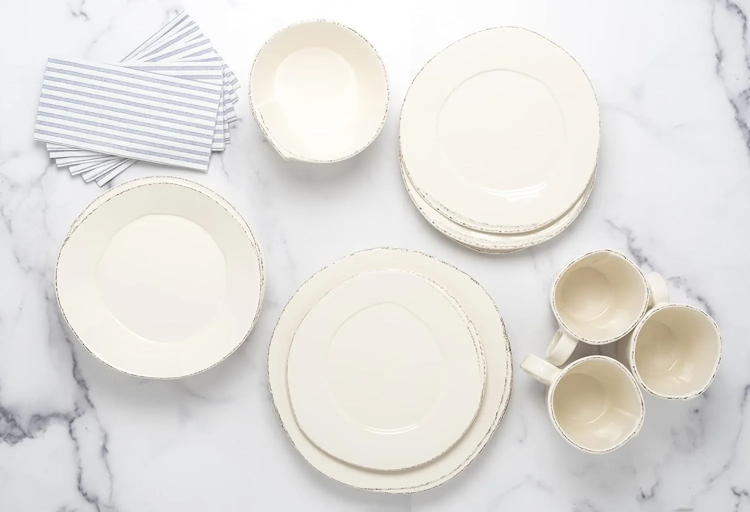Vietri Italian Lastra Collection Dinnerware Sets (Linen, Dinner Plates, Set of 4)