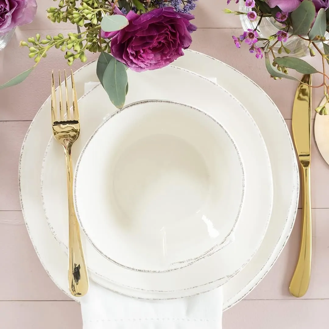 Vietri Italian Lastra Collection Dinnerware Sets (Linen, Dinner Plates, Set of 4)