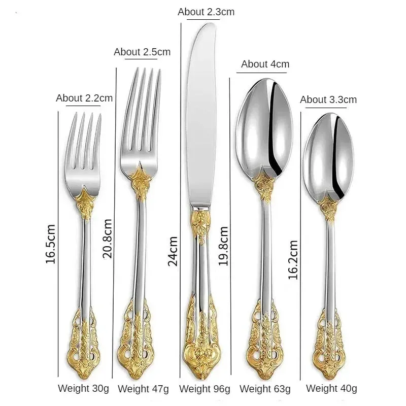 Vintage Gold-Plated Stainless Cutlery Set