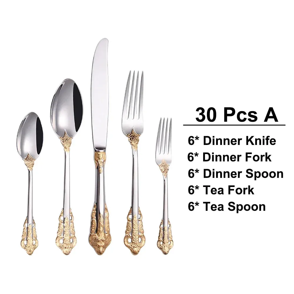 Vintage Gold-Plated Stainless Cutlery Set