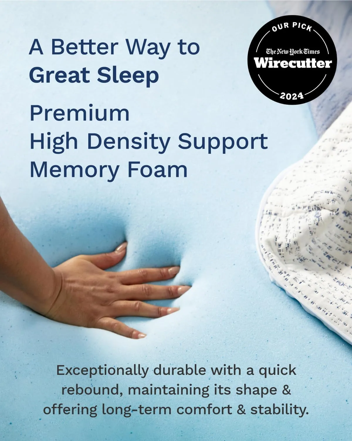 ViscoSoft 3 Inch Memory Foam Mattress Topper Cal King - Select High Density Ventilated Mattress Pad - Premium Removable Rayon Cover