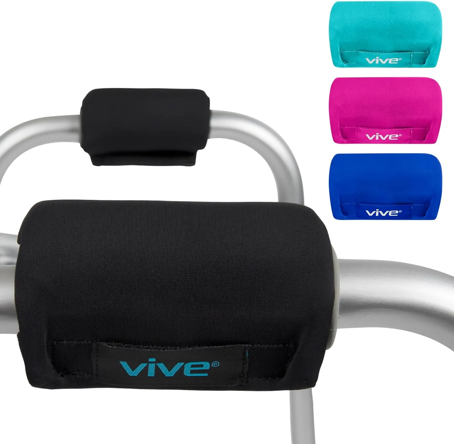 Vive Walker Handle Cushions - Padded Hand Covers - Soft Cushion Padding Medical for Folding Rolling Wheelchair, Rollator Handle, Senior, Elderly Grippers - Crutch Handle Pad Grips - Mobility Aid