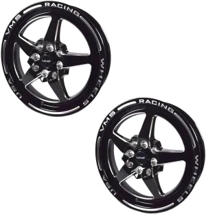VMS Racing V Star Black Milling Drag Wheel Rim Front Or Rear Set 2x 15x3.5 4X100/114.3 10 ET 73.1 CB