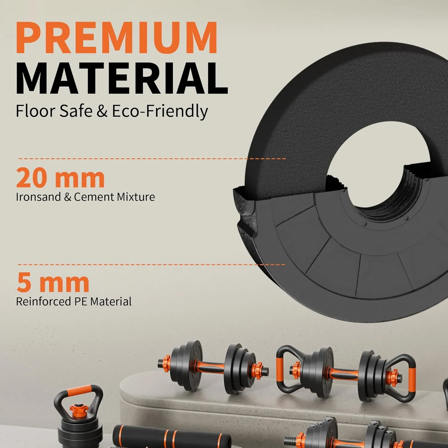 VTORY Adjustable Dumbbell Set, 30/50/70/90lbs Free Weights Dumbbells Set, 4 in1 Dumbbell Barbell Kettlebell Push-Up Stand Weight Set, Dual-Lock Safety Grip, Ergonomic Design, Weight Set for Home Gym, Set of 2