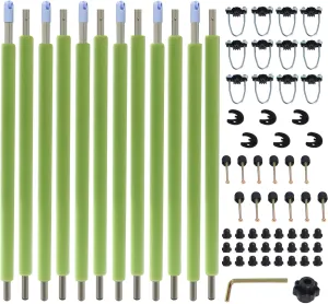 Wadoy Trampoline Poles Replacement Enclosure Poles Kit for 12Ft - 16Ft Trampolines Universal Fits 6 Straight Poles Round Frame with Clamp and Hardware