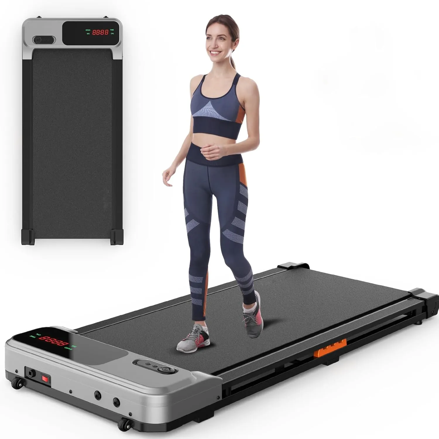 Walking Pad Treadmill - 2.5HP Quiet Under Desk Treadmill with Wide Running Belt, Portable Treadmills for Home/Office Small, LED Display & Remote Control for Walking, Jogging, Running