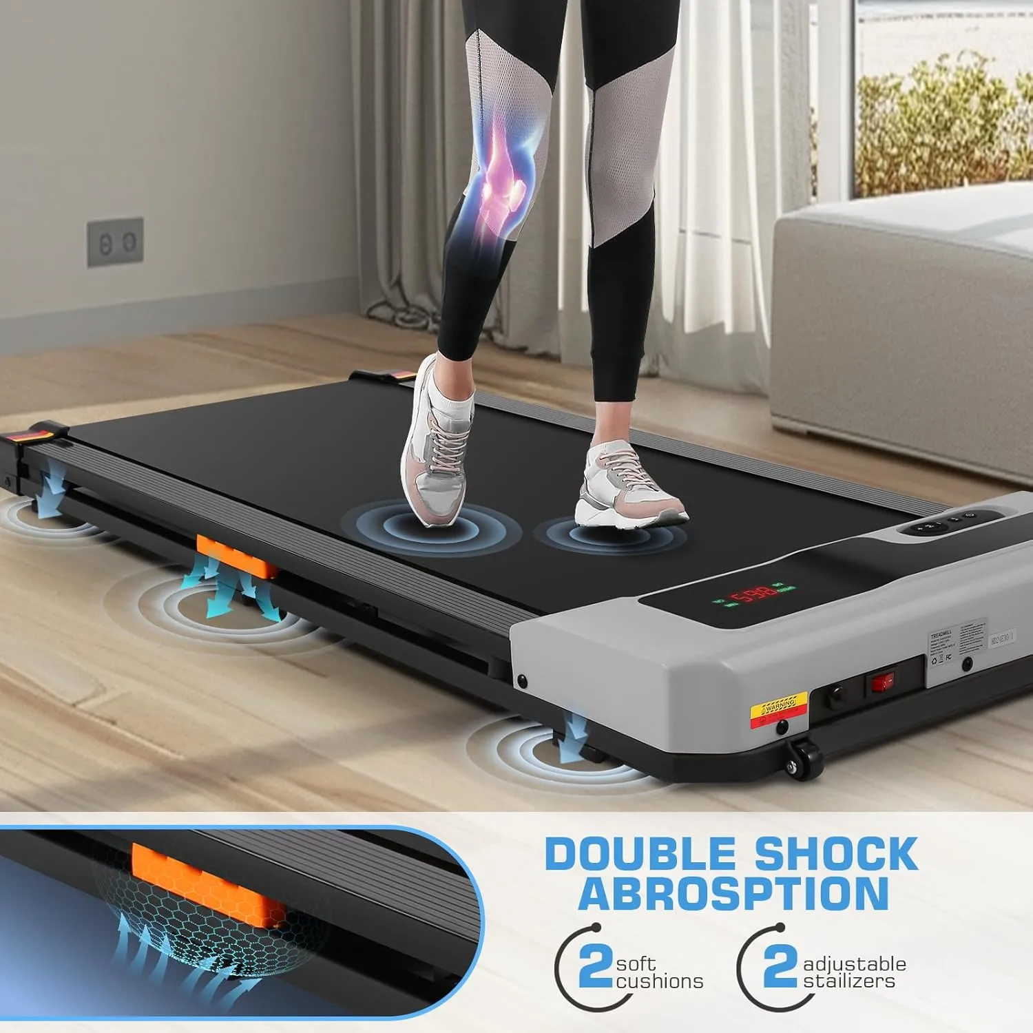 Walking Pad Treadmill - 2.5HP Quiet Under Desk Treadmill with Wide Running Belt, Portable Treadmills for Home/Office Small, LED Display & Remote Control for Walking, Jogging, Running
