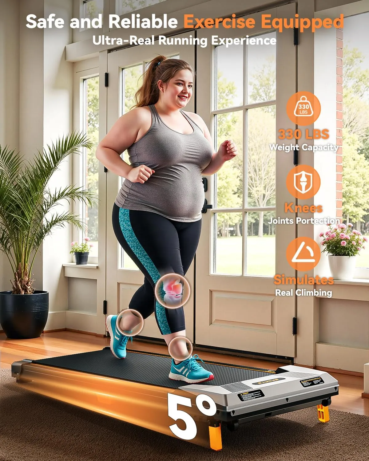 Walking Pad Treadmill, BestGod Incline Under Desk Treadmill 330lbs Capacity, 2.5HP Portable Treadmills for Home, Compact Treadmills Mini Walking Pad, Running Machine with Remote Control