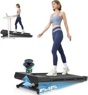 Walking Pad Treadmill with 12% 9-Level Auto Incline, 450 lbs Capacity Bluetooth Speaker Under Desk Treadmills for Home, 5MPH