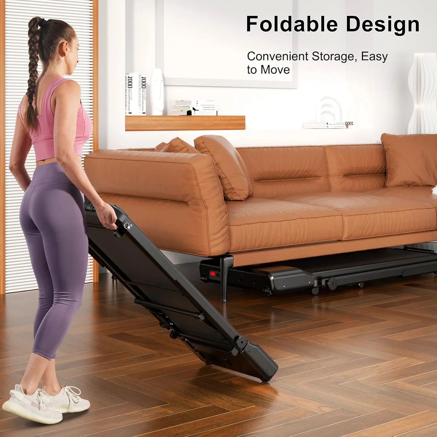 Walking Pad Treadmill with Handle bar, 3.0HP Small Foldable Treadmills for Home with APP Remote Control and LED Display, 7.5MPH Portable Treadmill 300 Lbs Capacity