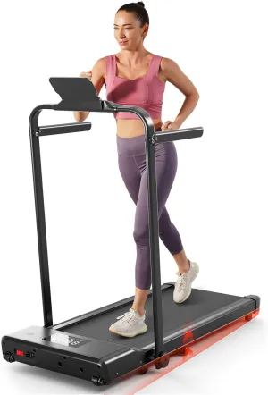 Walking Pad Treadmill with Handle bar, 3.0HP Small Foldable Treadmills for Home with APP Remote Control and LED Display, 7.5MPH Portable Treadmill 300 Lbs Capacity
