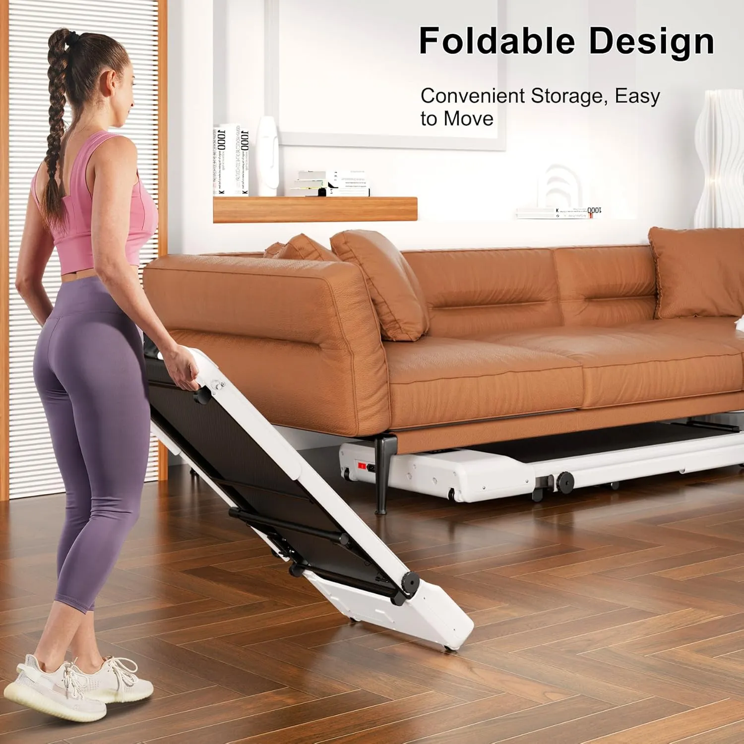 Walking Pad Treadmill with Handle bar, 3.0HP Small Foldable Treadmills for Home with APP Remote Control and LED Display, 7.5MPH Portable Treadmill 300 Lbs Capacity