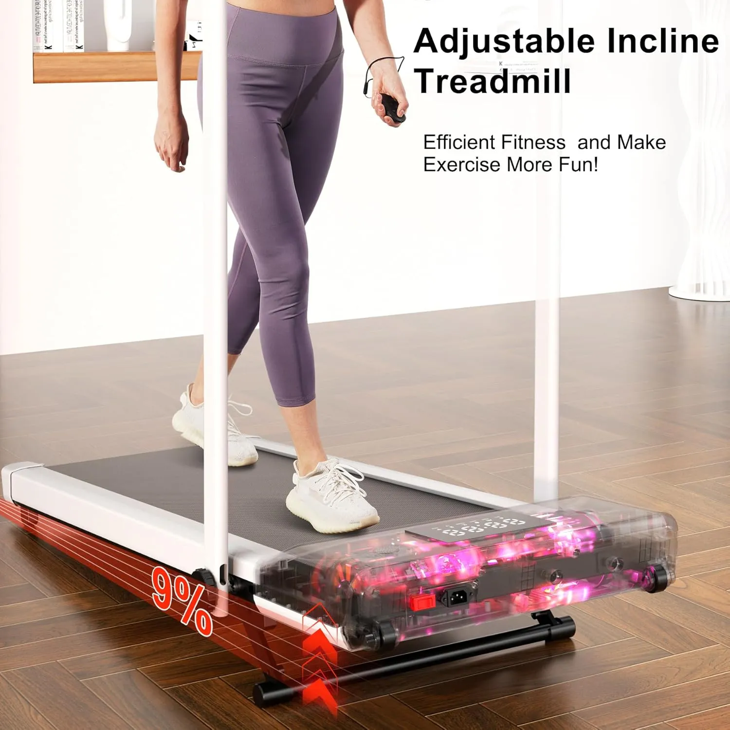 Walking Pad Treadmill with Handle bar, 3.0HP Small Foldable Treadmills for Home with APP Remote Control and LED Display, 7.5MPH Portable Treadmill 300 Lbs Capacity