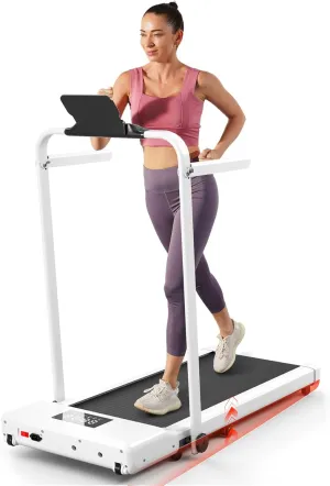 Walking Pad Treadmill with Handle bar, 3.0HP Small Foldable Treadmills for Home with APP Remote Control and LED Display, 7.5MPH Portable Treadmill 300 Lbs Capacity