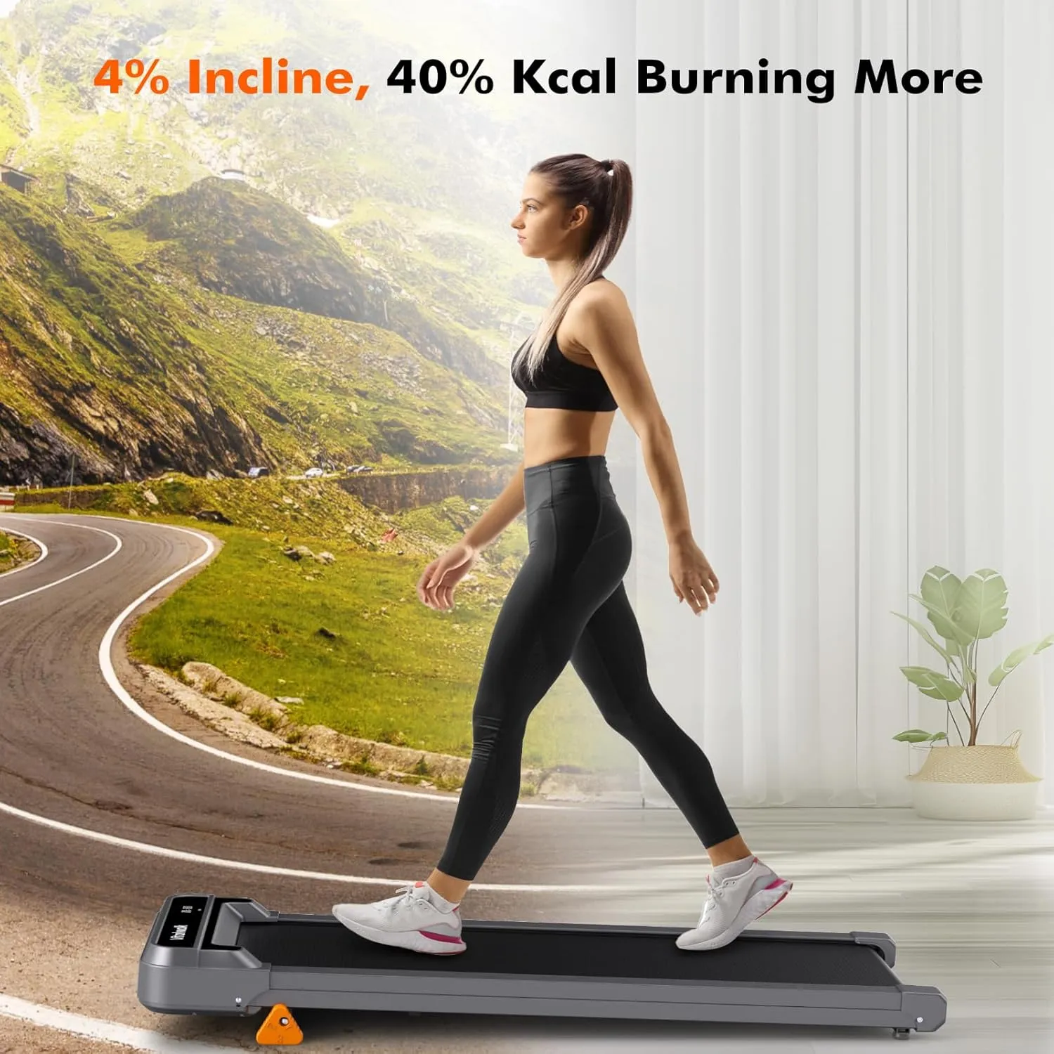 Walking Pad Treadmill with Incline, 3-Levels 300 lbs Capacity Portable Under Desk Treadmill for Home Office Apartment, Mini Space-Saving Compact Design, 2.5HP Ultra-Quiet, Heavy Duty 2025 Upgrade