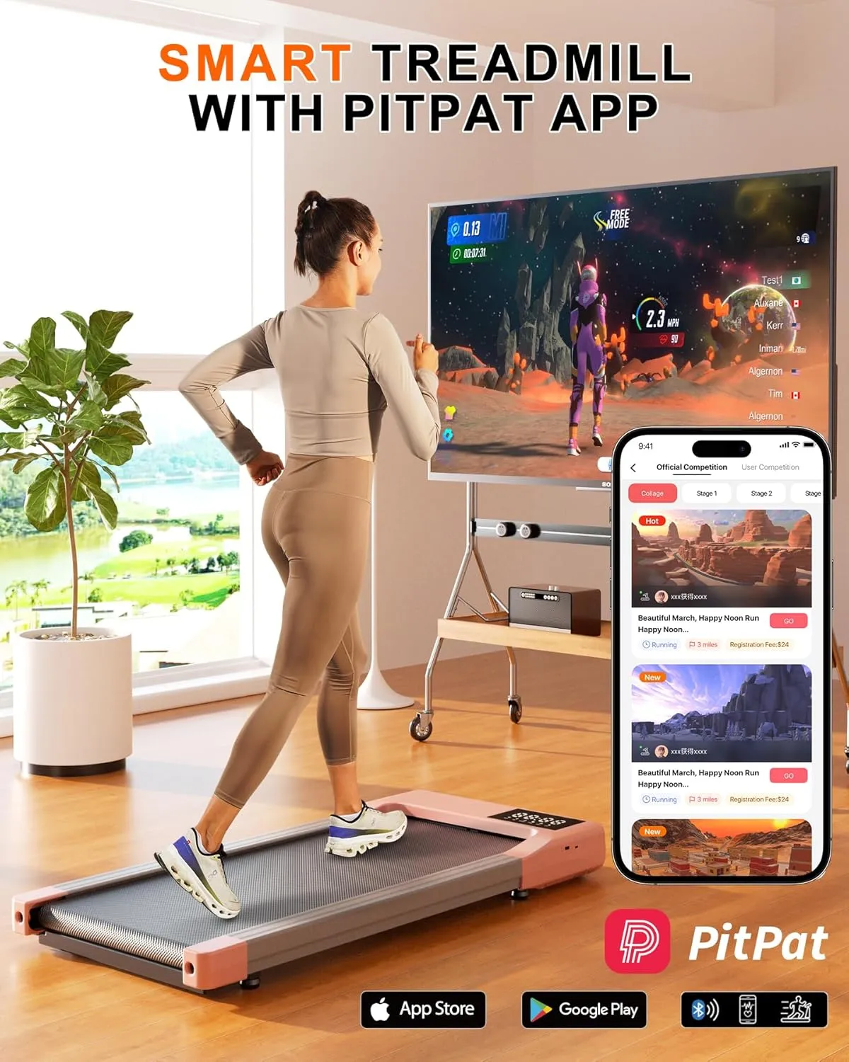 Walking Pad Treadmills for Home Office, 3 in 1 Under Desk Treadmill, 2.5HP Low Noise Walking Treadmill Pad with 300lb Capacity, Portable Treadmills with LED Display, Remote Control