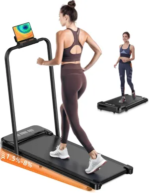 Walking Pad, Under Desk Treadmill, Walking Pad with Incline, 2 in 1 Treadmills for Home/Office, Compact Portable Foldable Treadmill, Installation-Free Low Noise, Safety Lock and LED Display