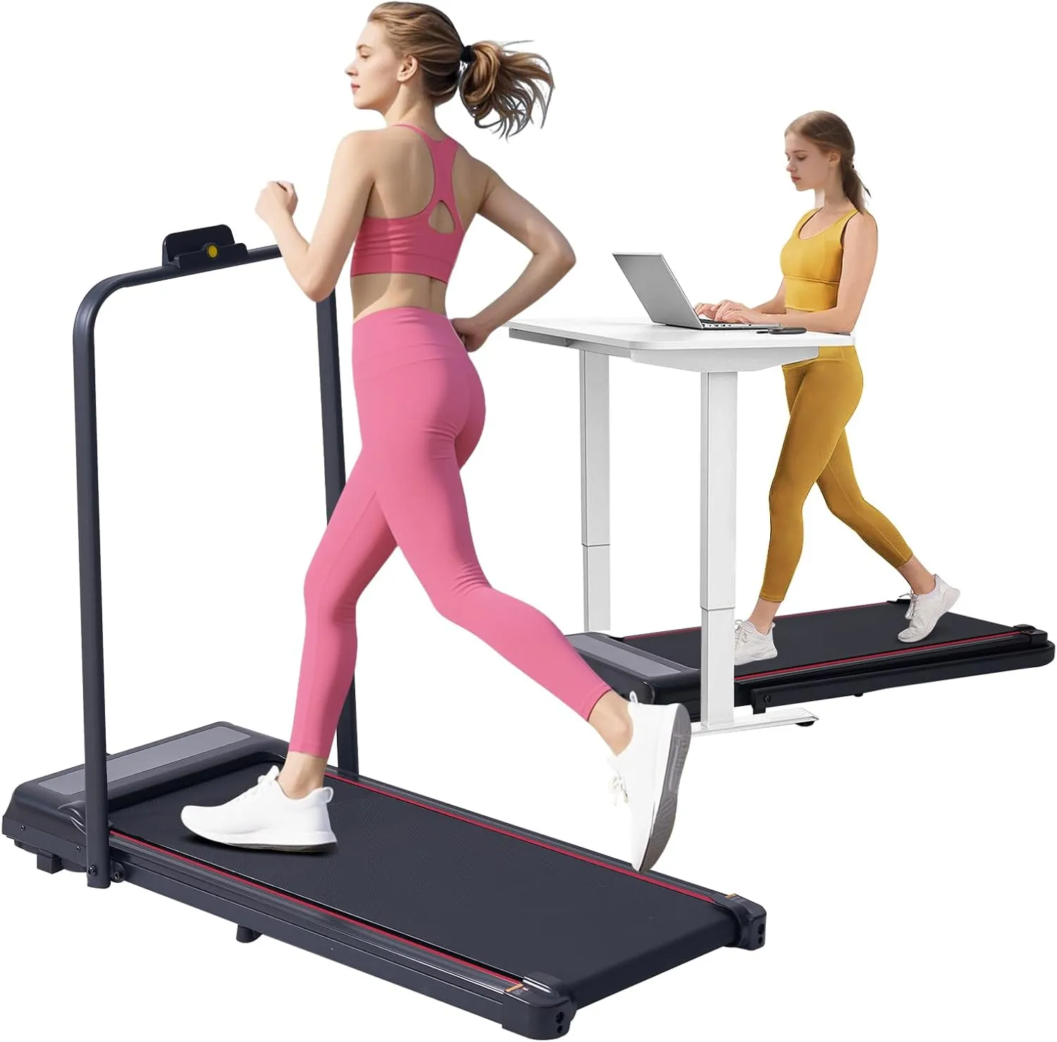 Walking Pad with Handle Bar, 3.0HP Walking Pad Treadmill with Handles, 3 in 1 Portable Under Desk Treadmills for Home Small Space, Foldable Folding Home Treadmil with Remote Control, 300LBS Capacity