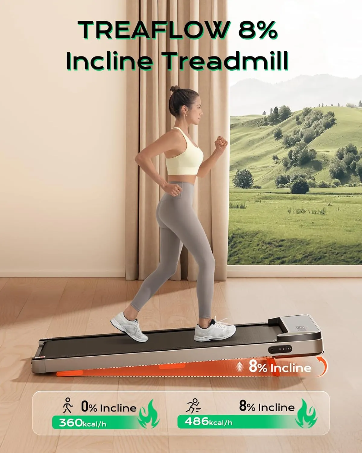 Walking Pad,Treadmill with Incline for Home Office, 2.5HP Portable Under Desk Treadmill with 265 Lbs Capacity,Remote Control, Led Display