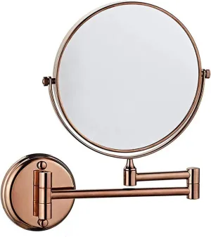 Wall Mounted Makeup Mirror 6-inch Two-Sided Swivel Wall Mounted Mirror Extending Folding Bathroom Shaving Cosmetic Make Up Mirror (Color : Rose Gold, Size : 1X/5X)