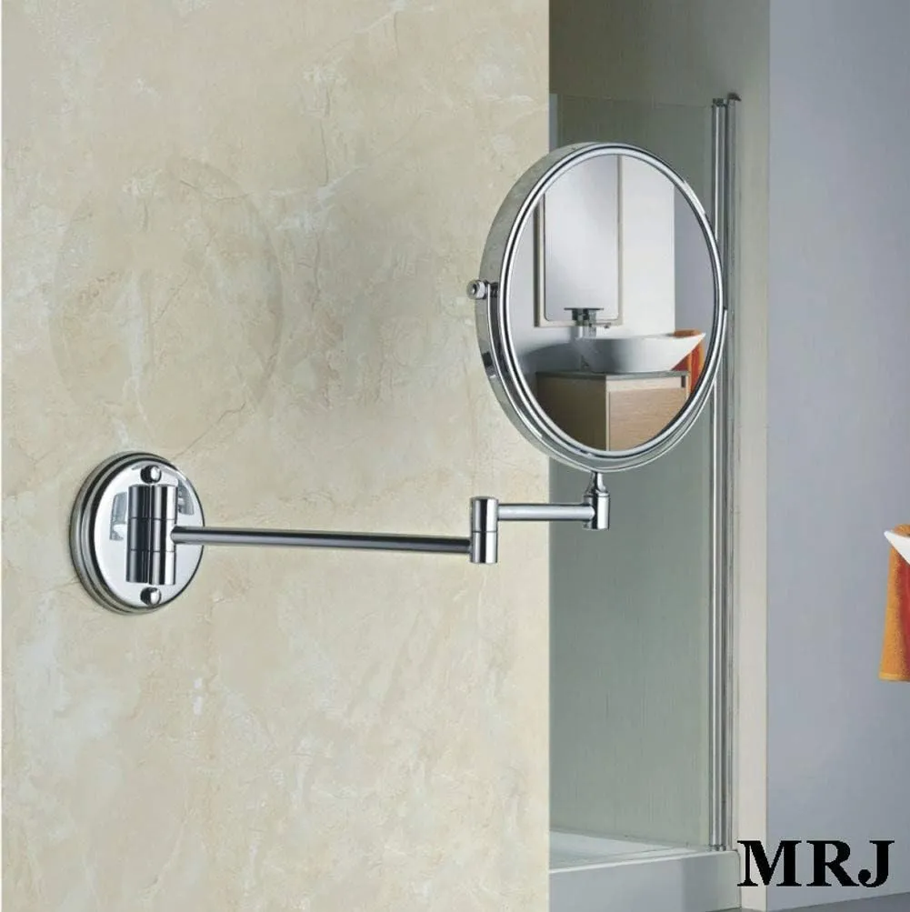 Wall Mounted Makeup Mirror 6-inch Two-Sided Swivel Wall Mounted Mirror Extending Folding Bathroom Shaving Cosmetic Make Up Mirror(Titanium Gold,1X/3X)