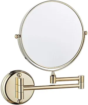 Wall Mounted Makeup Mirror 6-inch Two-Sided Swivel Wall Mounted Mirror Extending Folding Bathroom Shaving Cosmetic Make Up Mirror(Titanium Gold,1X/3X)