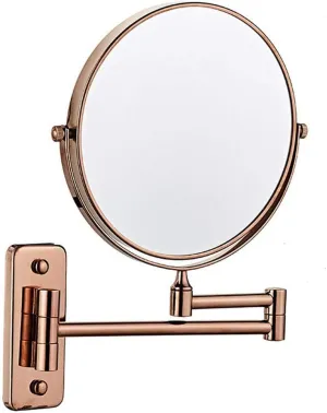 Wall Mounted Makeup Mirror 8-inch 3X Magnification 360° Swivel Extending Folding Bathroom Shaving Cosmetic Make Up Mirror(Rose Gold,1X/3X)