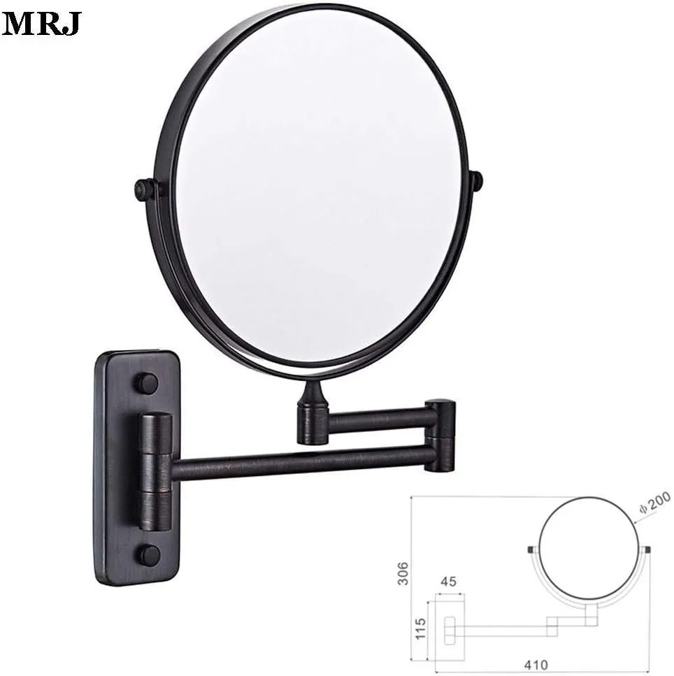 Wall Mounted Makeup Mirror 8-inch 3X Magnification 360°Swivel Extending Folding Bathroom Shaving Cosmetic Make Up Mirror(Titanium Gold 1X/3X) (Black Bronze 1X/5X)