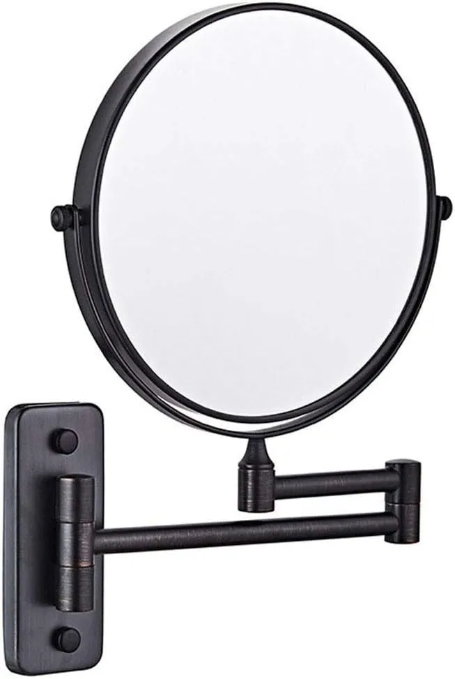 Wall Mounted Makeup Mirror 8-inch 3X Magnification 360°Swivel Extending Folding Bathroom Shaving Cosmetic Make Up Mirror(Titanium Gold 1X/3X) (Black Bronze 1X/5X)