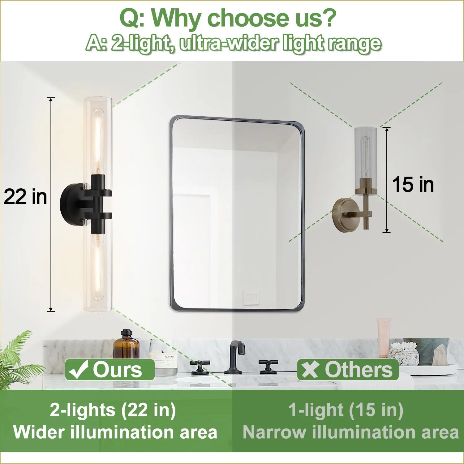 Wall Sconces Set of Two, Hardwired Matte Black Bathroom Sconces Wall Lighting with Clear Glass, Modern Sconces Wall Decor Set of 2 Wall Light fixtures for Bathroom Mirror Hallway (Bulbs Not Included)