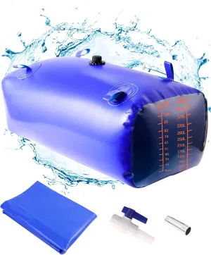 Water Storage Bladder with Graduated Visible, Large Capacity Water Storage Containers, PVC Water Tank with Valve and Overflow Kit, Foldable Tank for Outdoor and Emergencies 118gal/450L, Blue