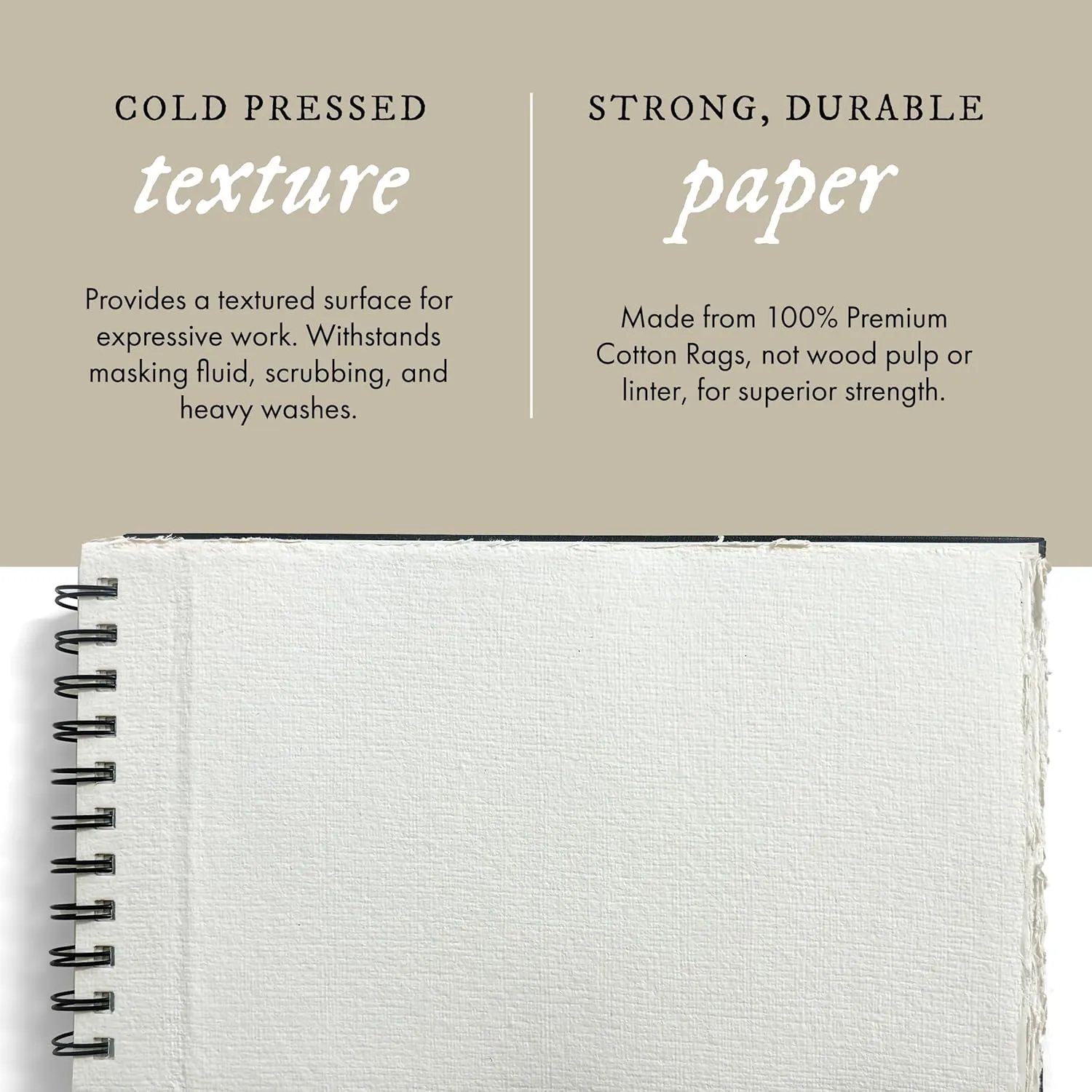 Watercolor Paper Wiropad, 24 Sheets, 6x9 (140lb/300g) | Handmade 100% Cotton Rag, Cold Pressed, Acid-Free Water Color Paper with 4 Natural Deckle Edges, Watercolor Pad Sketchbook