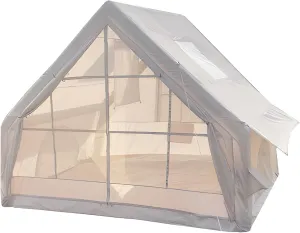 Waterproof Windproof Inflatable Tent with Quick Blow-Up Setup, 1-6 Person Glamping Air Tent with Spacious Cabin Design, Family Camping Tent House for All-Weather Adventures Beige 300cm