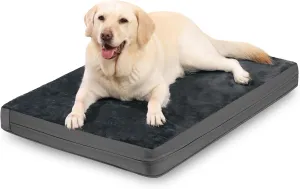 Waterproof XXL Dog Beds Large Sized Dogs, Orthopedic Washable Crate Pad 48 inch, Jumbo XXLarge Foam Pet Bed with Removable Cover Reversible, Anti-Slip Kennel Pad, 47"x29", Dark Gray