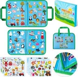 WATINC Portable Animals Story Felt Board Set - 6pack Farm Insect Zoo Ocean Dinosaur Polar Animal Stories Gift, Early Educational Travel Storytelling Interactive Play Kit for Classroom Kids