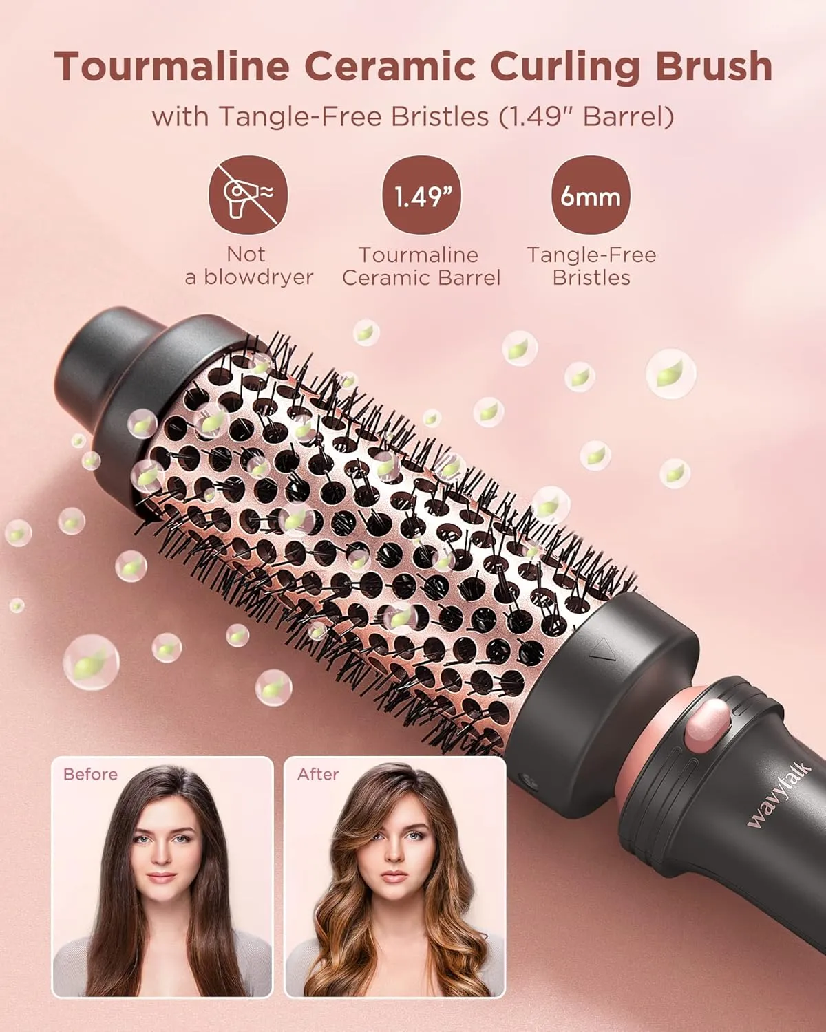 Wavytalk 5 in 1 Curling Iron Set with Curling Brush and 4 Interchangeable Ceramic Curling Wand (0.35"-1.25”), Instant Heat Up, Dual Voltage Hair Curler