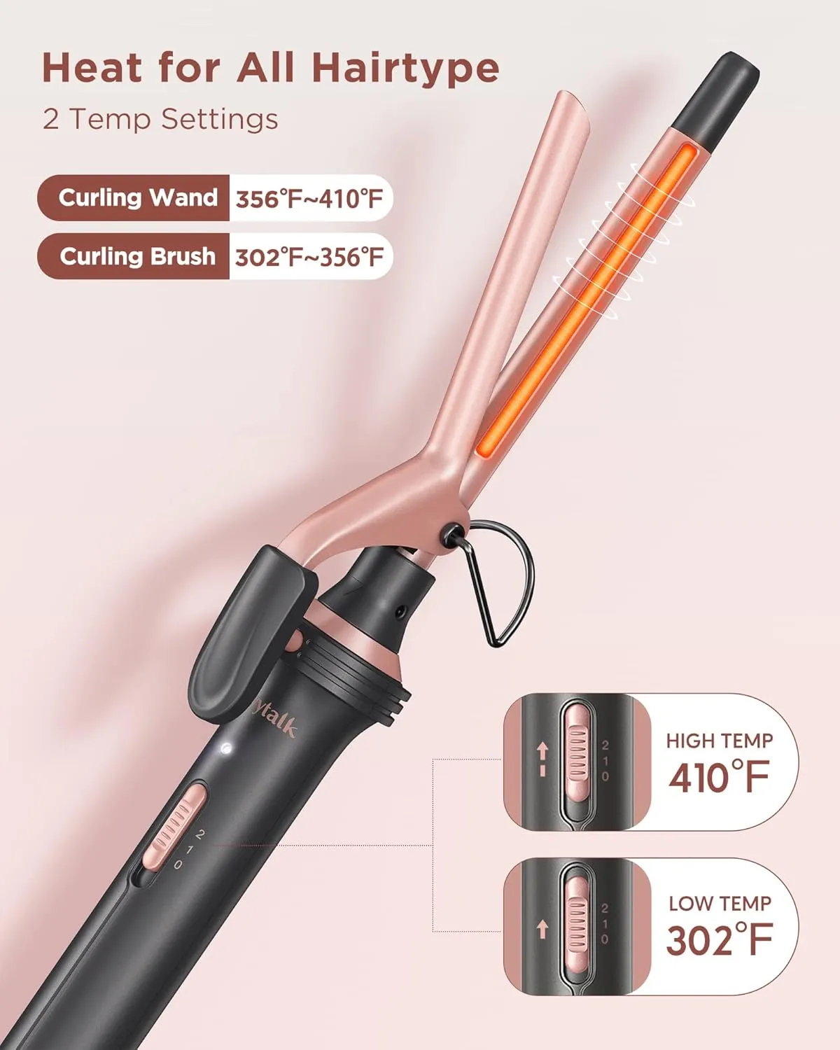 Wavytalk 5 in 1 Curling Iron Set with Curling Brush and 4 Interchangeable Ceramic Curling Wand (0.35"-1.25”), Instant Heat Up, Dual Voltage Hair Curler