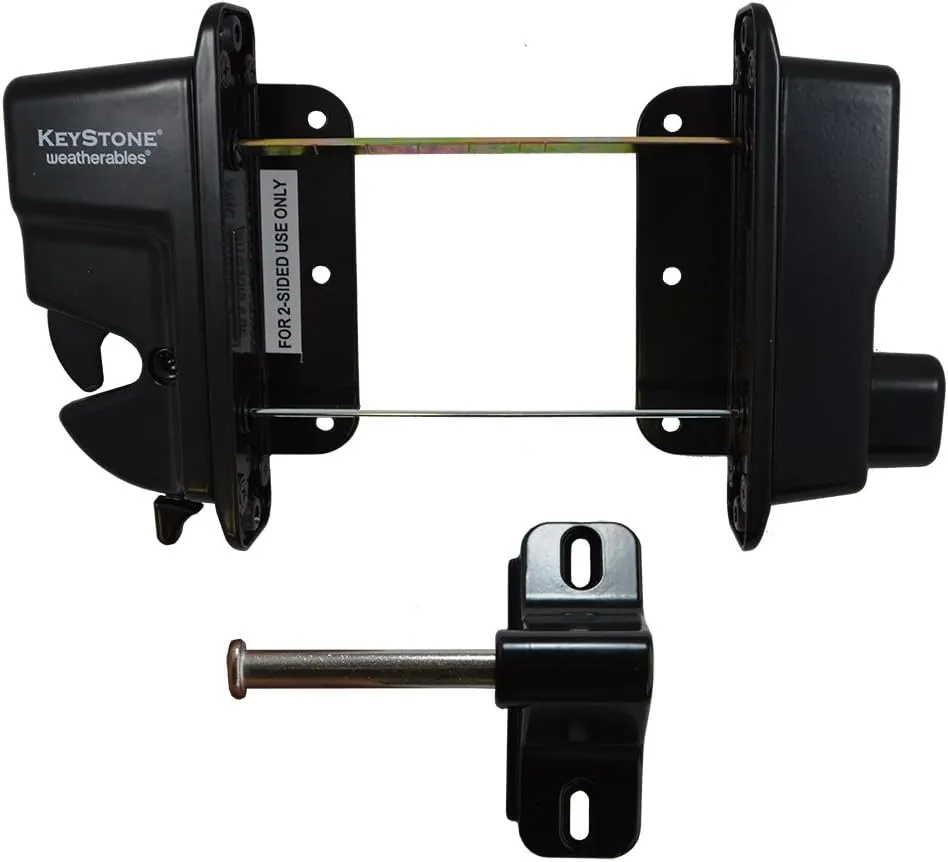 Weatherables Keystone 2-Sided Key-Lockable Gate Latch – Zinc Diecast Metal Heavy Duty Gate Latch with Self-Latching Gate Lock, Made for Easy Installation on Metal, Wood & Vinyl Fences, Keyed Alike