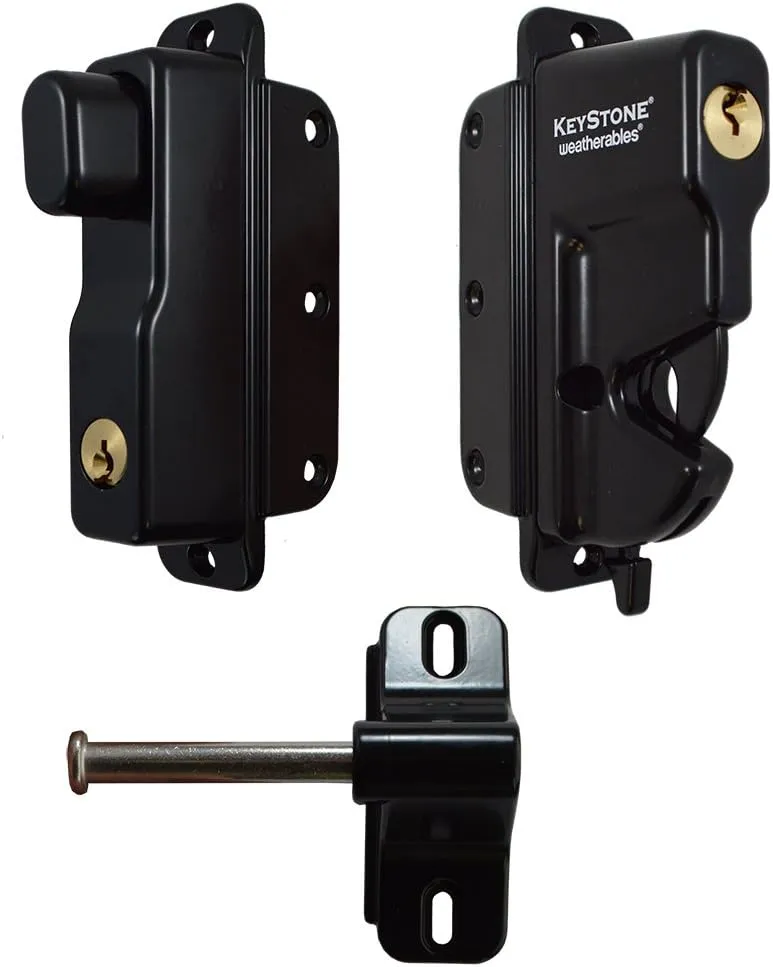 Weatherables Keystone 2-Sided Key-Lockable Gate Latch – Zinc Diecast Metal Heavy Duty Gate Latch with Self-Latching Gate Lock, Made for Easy Installation on Metal, Wood & Vinyl Fences, Keyed Alike