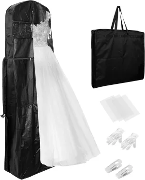 Wedding Dress Preservation Storage Box: Foldable Bridal Gown Garment Bag with 3 Acid Free Tissue Paper & 10 Clicks