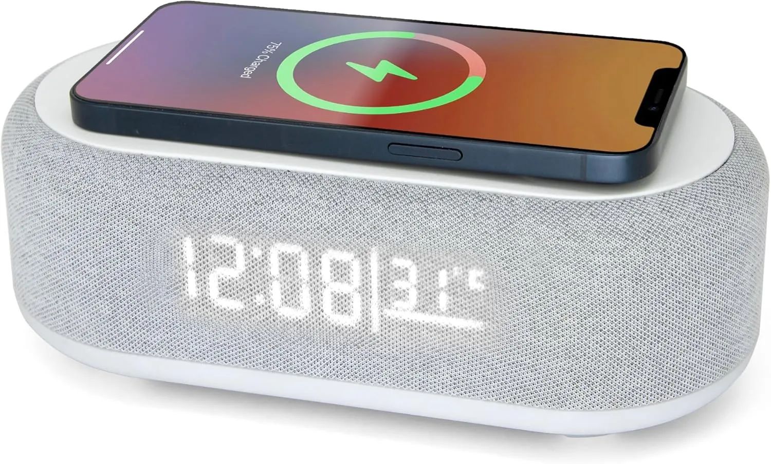 Westclox Digital Alarm Clock with Wireless Charging, Night Light, and Dimmer | LED Display with Temperature & Date | Modern Bedroom Clock for Adults