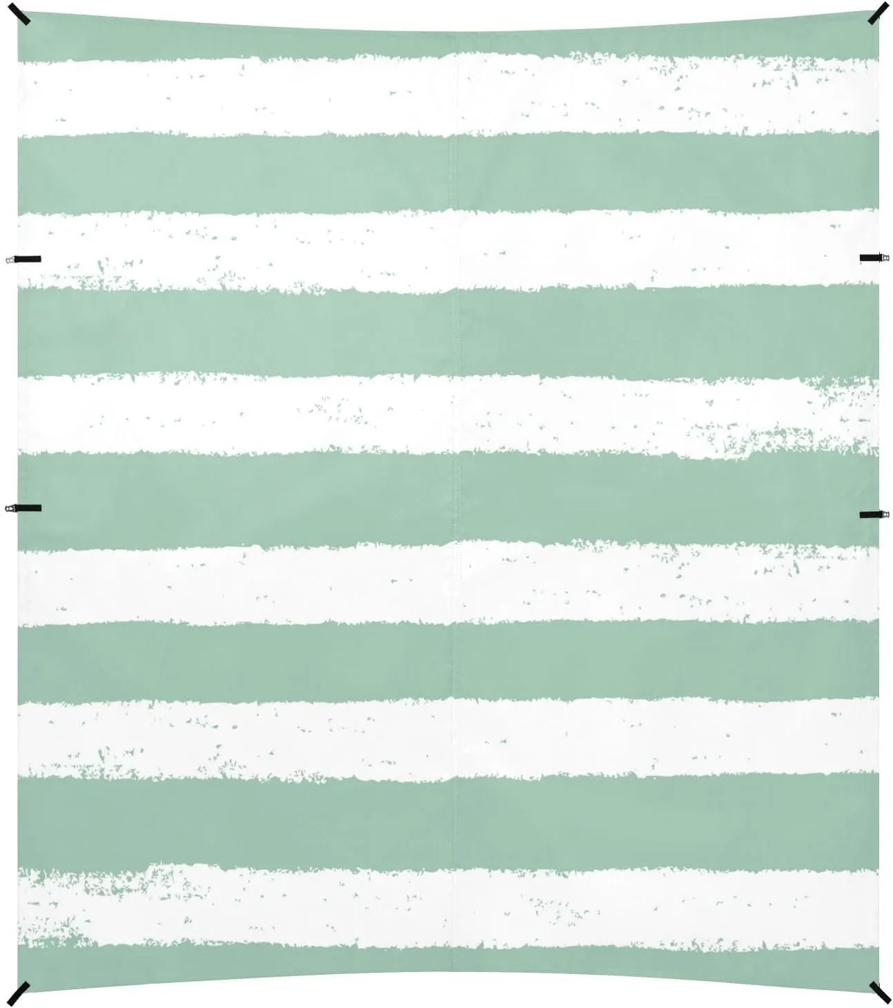 White-Green Horizontal Stripes Beach Cabana UPF50 Lightweight Shade Sun Shelter with Sandbags, Sand Shovel, Poles for Family Trips, Picnics & Camping