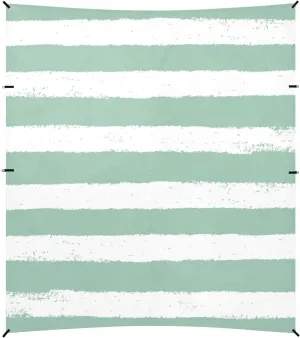 White-Green Horizontal Stripes Beach Cabana UPF50 Lightweight Shade Sun Shelter with Sandbags, Sand Shovel, Poles for Family Trips, Picnics & Camping