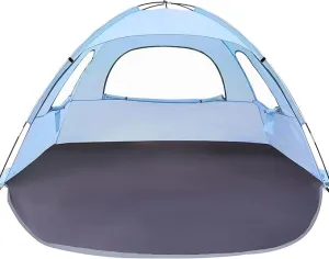 WhiteFang Beach Tent Anti-UV Portable Sun Shade Shelter for 3/4/6 Person, Extendable Floor with 3 Ventilating Mesh Windows Plus Carrying Bag, Stakes and Guy Lines