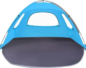 WhiteFang Beach Tent Anti-UV Portable Sun Shade Shelter for 3/4/6 Person, Extendable Floor with 3 Ventilating Mesh Windows Plus Carrying Bag, Stakes and Guy Lines