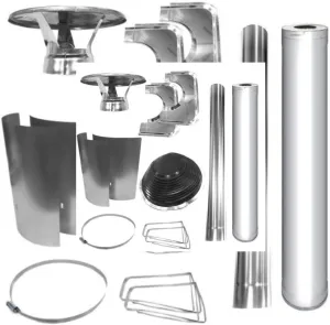 WHP1000500-PKG Chimney & Assembly Kit, Barrel, Flat Roof, Stainless