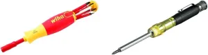 Wiha 28393 Insulated Slim Line Precision Pop Up Screwdriver Set, Slotted, 7-Piece, Red and Klein Tools 32614 Multi-bit Precision Screwdriver Set, 4-in-1 Electronics Pocket Screwdriver